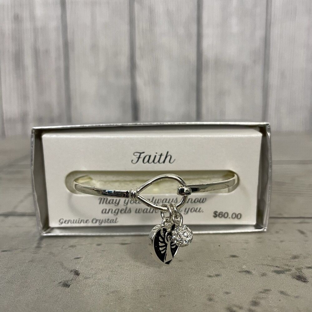 NIB Faith Fine Silver Plated Genuine Crystal Bracelet Bangle - Kohl’s $60